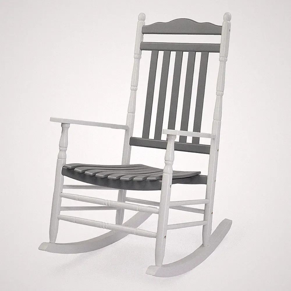 45in Wooden Rocking Chair Armchair Durable High Back Reclining Seat, In/Outdoor