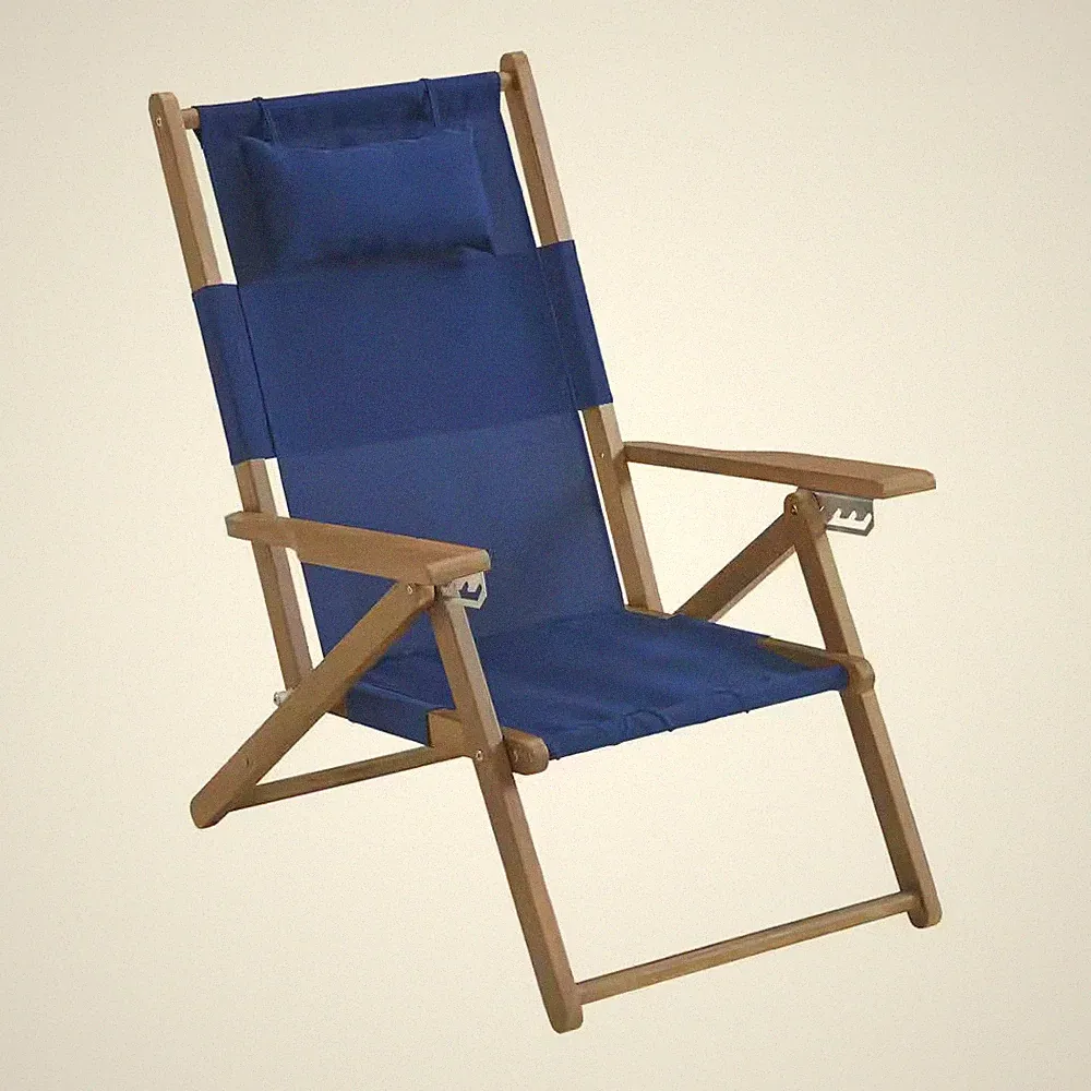 Blue Wood Folding Beach Chair