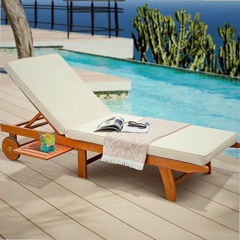 Comfortable 500Lbs Capacity Outdoor Lounger with Reclining Backrest - Brown