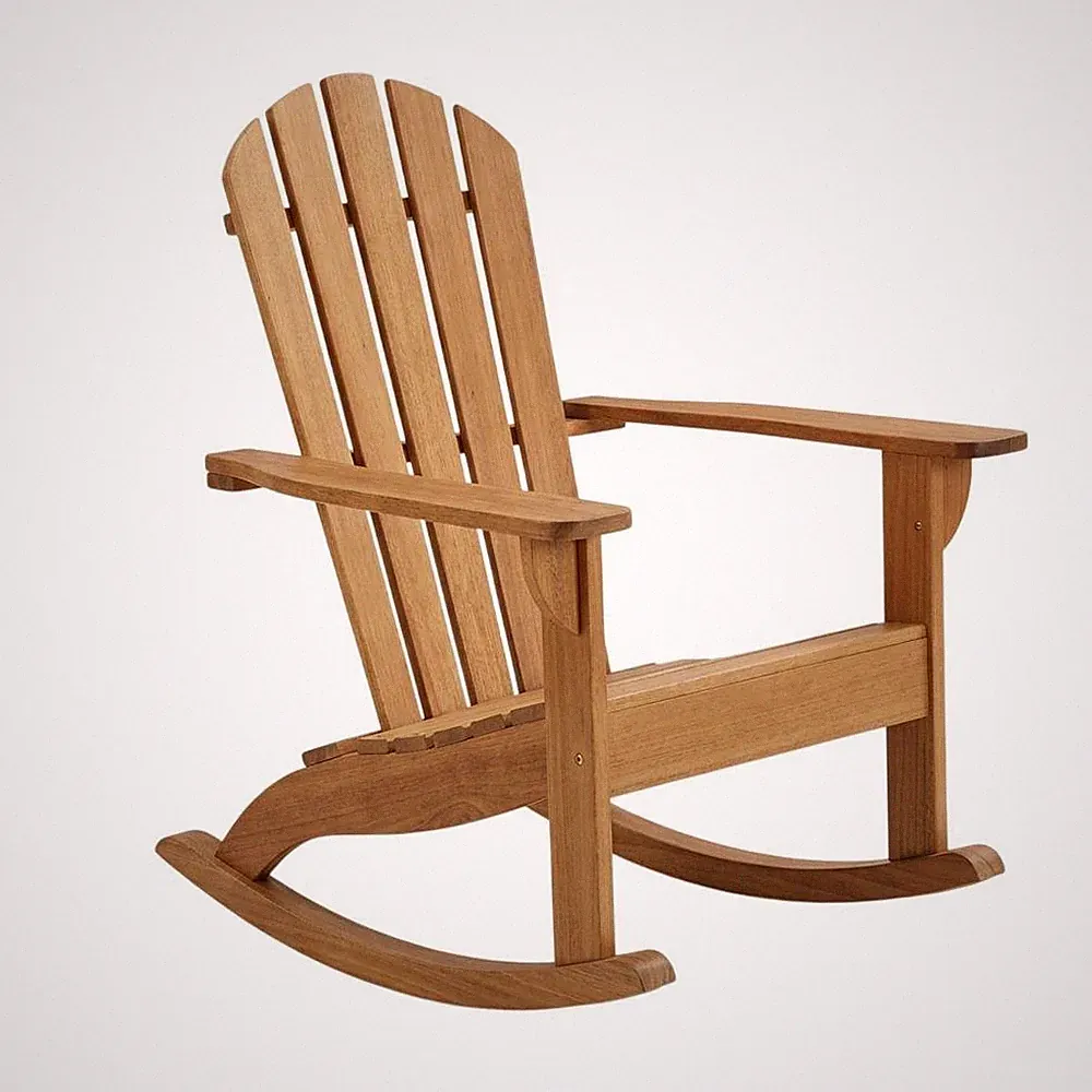 Eucalyptus Rocking Chair In Efficacious Finish With Galvanized Steel Frame